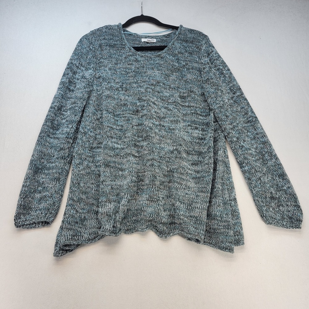 Sonoma Sweater Womens XL Blue Marled Knit Long Sleeve Crewneck Crochet Loose Fit